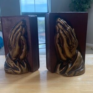Praying Hands Bookends - Brown and Gold